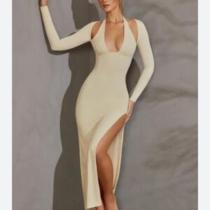 Oh Polly Cream Halter Neck Dress